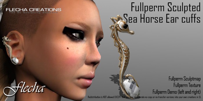 FLECHA sculpted seahorse ear cuff fullperm