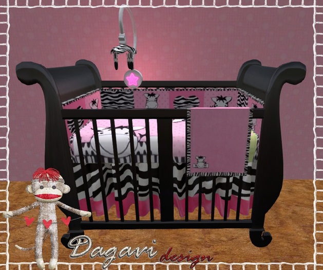 {'-'} D.D ~ Crib I Luv Zebra with Musical Mobile