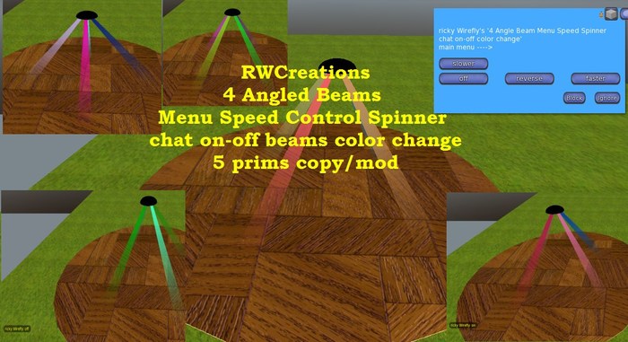 4 Angle Beam Menu Speed Spinner chat on-off color change (boxed)