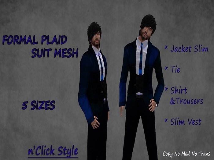"n'Click Style" FORMAL PLAID SUIT MEN MESH