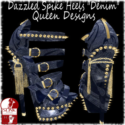 Dazzled Spike Heels "Denim"