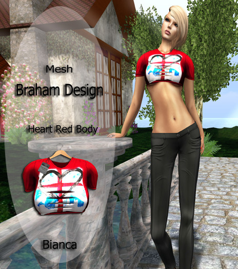 Braham Design Bianca Body Heart Red Mesh