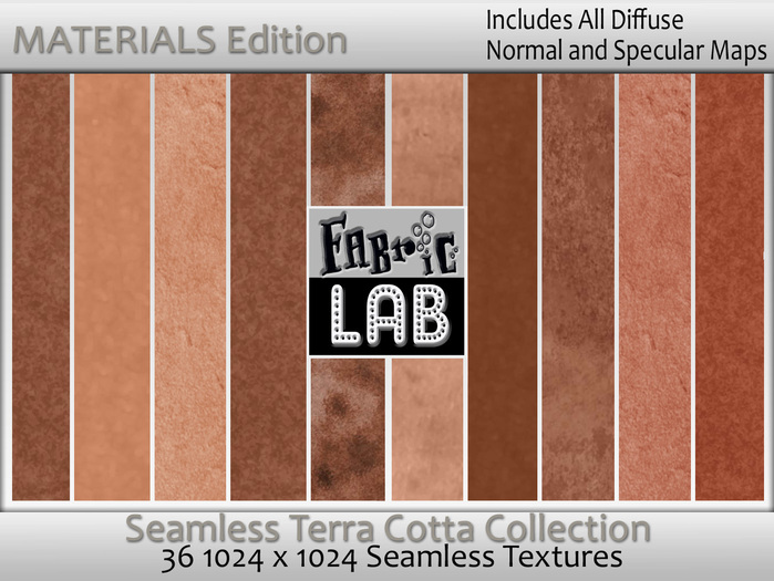Materials Edition - Fabric Lab ME Seamless Terra Cotta Clay Texture Collection Includes Normals and Specular Maps