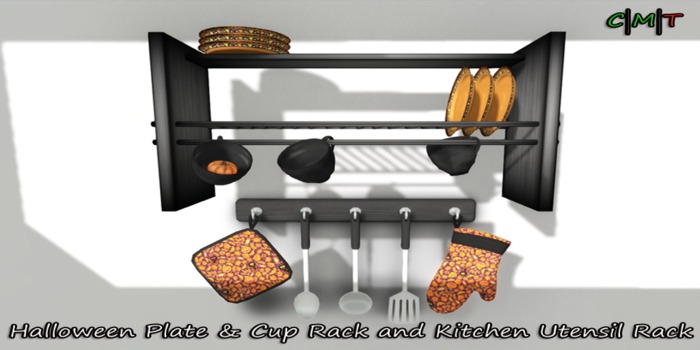 !-IE-! Halloween Plate Rack and Kitchen Utensils - 150