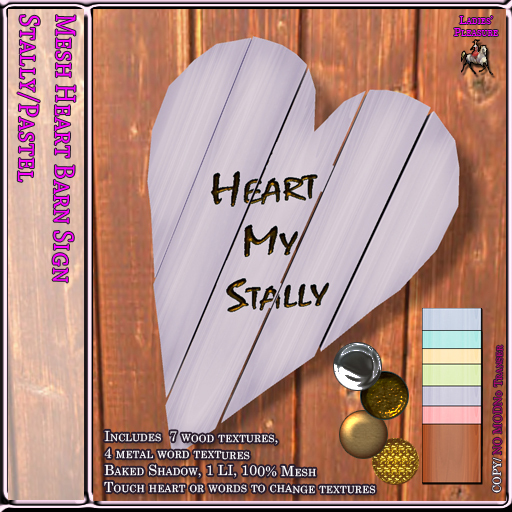 ~LP~ Heart Barn Sign Boxed Pastel Textures, Heart MY Stally