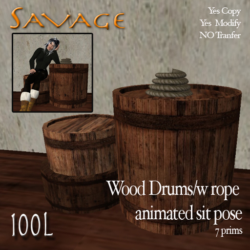 Three Wooden Drums - Sit Posed