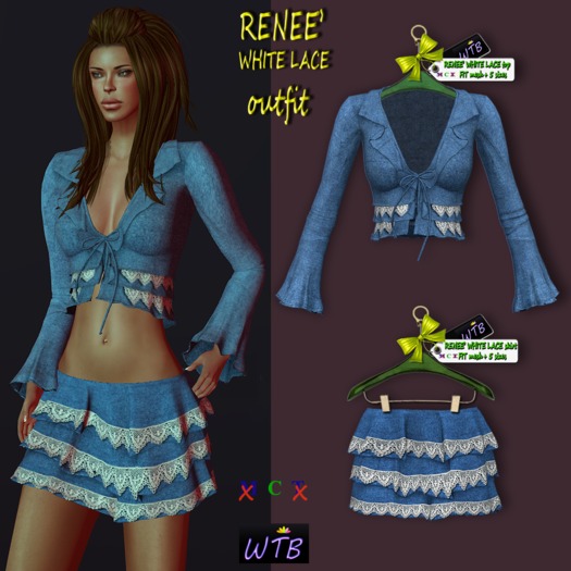 WTB * RENEE' WHITE LACE mesh outfit