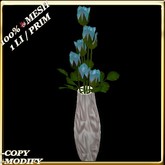 LW_ Mesh Rose Buds in Vase - Cascade Blue (1 LI / Prim)