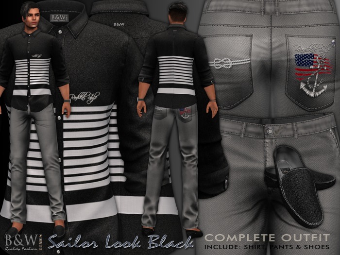 ArisArisB&W Pour Homme - Sailor Look - BLACK (Mesh)