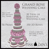 Grand Rose Wedding Cake - Pink [Boxed]