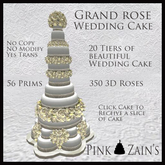 Grand Rose Wedding Cake - Cream [Boxed]