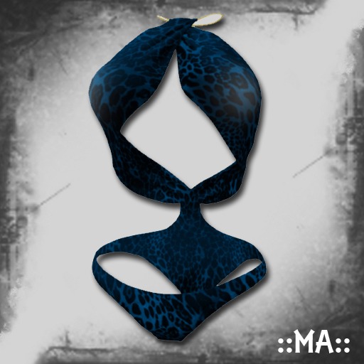 ::MA:: Mesh Halter Swimsuit with Choker Necklace_Navy