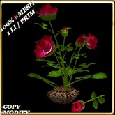 LW_ Potted Mesh Rose Bush - Bright Red 7 (1 LI / Prim)