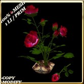 LW_ Potted Mesh Rose Bush - Bright Red 11 (1 LI / Prim)