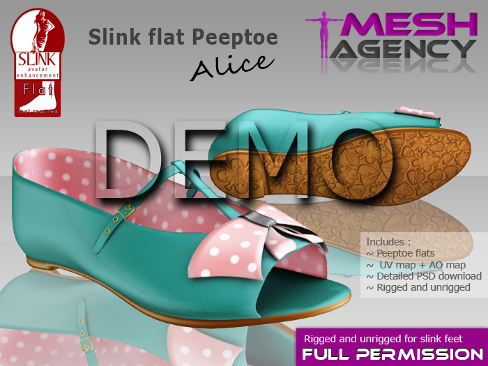 Slink flat peeptoe "Alice" - DEMO