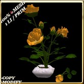 LW_ Potted Mesh Rose Bush - Yellow 7 (1 LI / Prim)