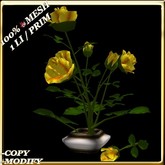 LW_ Potted Mesh Rose Bush - Yellow 8 (1 LI / Prim)