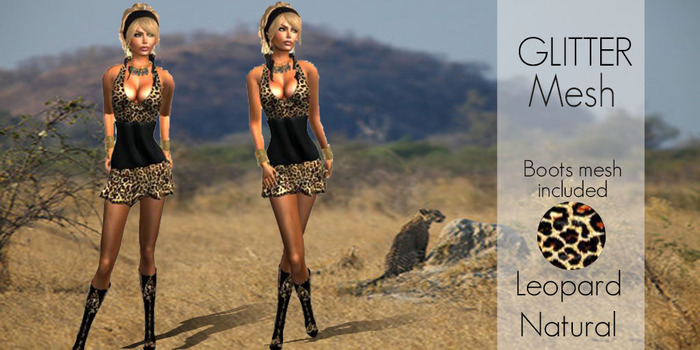*GLITTER* LEOPARD MESH NATURAL
