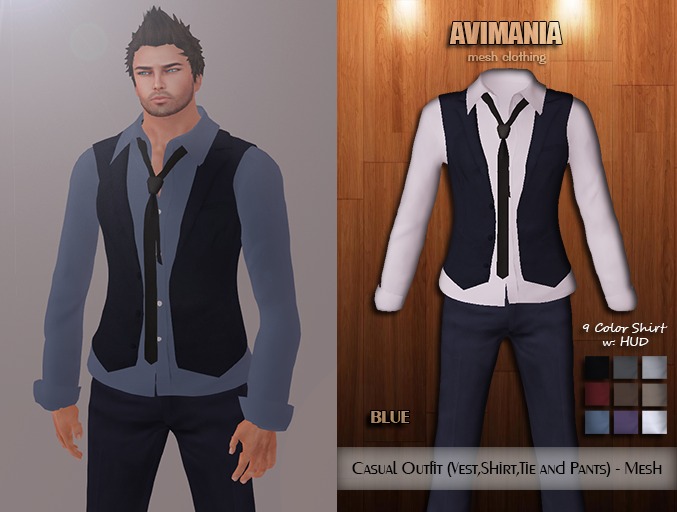 Outfit (Vest,Shirt,Tie and Pants) - (Blue).mesh