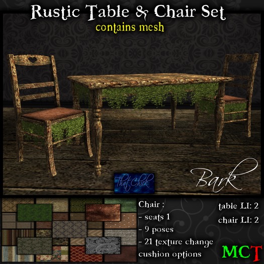 ~tc~ Rustic Dining Set - Bark