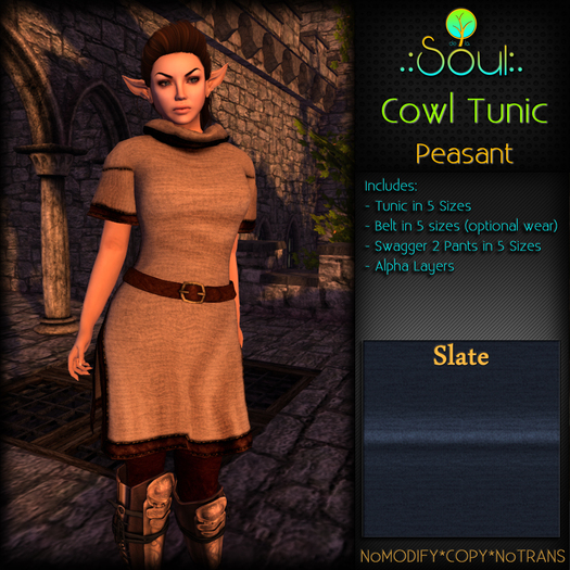 .:Soul:. Cowl Tunic - Female - Slate
