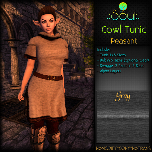 .:Soul:. Cowl Tunic - Female - Gray