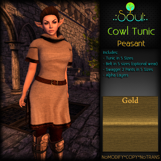 .:Soul:. Cowl Tunic - Female - Gold