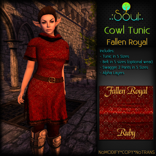 .:Soul:. Cowl Tunic - Female - FallenRoyal - Ruby