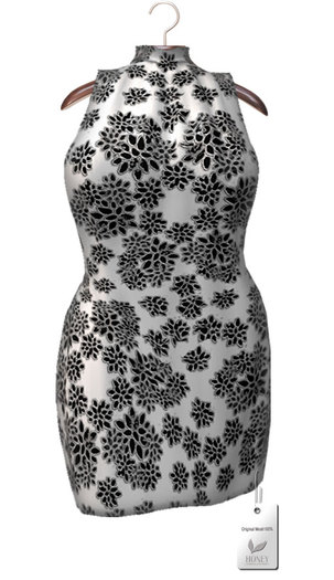 +HONEY+M010*Mesh High neck dress(Flower-bk)