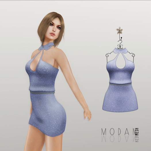 ::M.O.D.A.N.M.E.S.H.::Neck Dress Blue