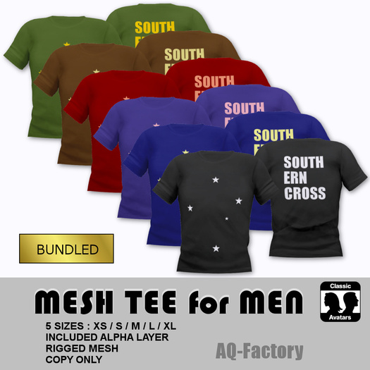 *AQF* Mesh Mens Tee Southern Cross BUNDLED