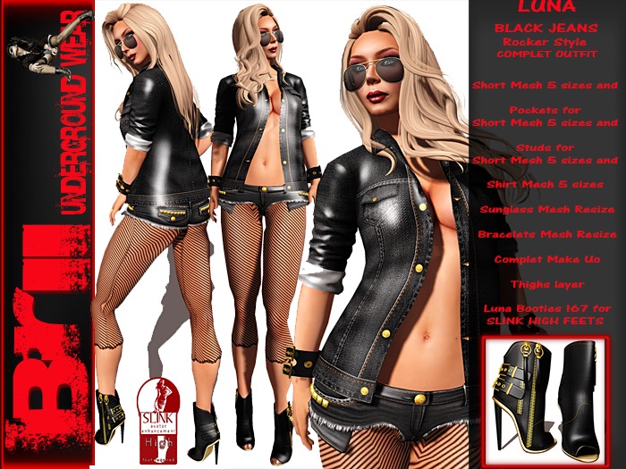 **LUNA BLACK JEANS VERSION ROCKER STYLE COMPLET OUTFIT **Brii**