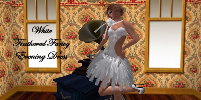 Feathered Fancy Dress-White