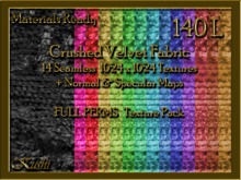 *Kushi* Crushed Velvet Fabric Seamless Textures Materials Ready Full Perms High Res 1024x1024 Tileable Repeating