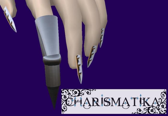 *Charismatika* Razor Chrome Stilleto Nails w/Finger Armour