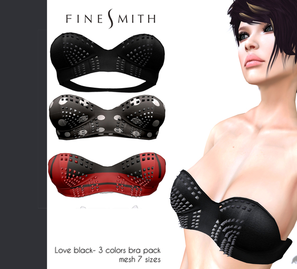 F I N E S M I T H - Love black bra- 3 pairs
