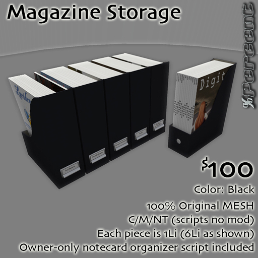 Second Life Marketplace - % Magazine Holders (Black) *MESH*