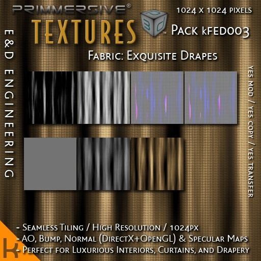 Second Life Marketplace - [kFED003] 1024px Curtain and Drapes Kits with ...