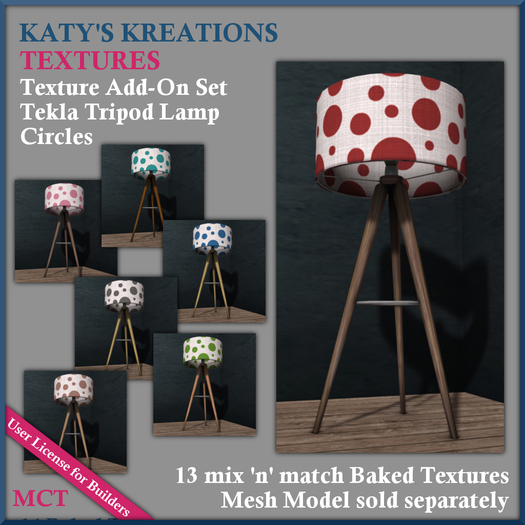 FULL PERM TEXTURES Add-On Set for Tekla Tripod Lamp - Circles