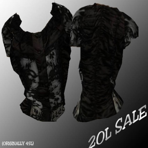 *CHICK DELUXE* Black Embroidered Lace Silk Tee