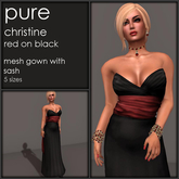 .:pure:. Christine sashed gown - black with red sash BOXED