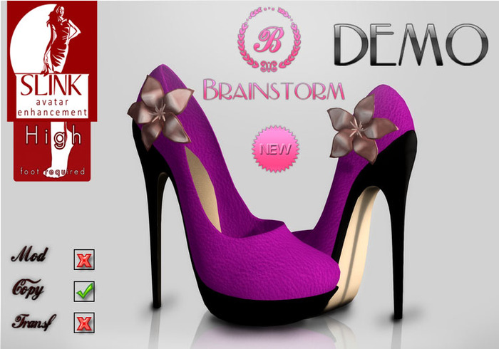 BRAINSTORM [DEMO] - MESH SHOE OF LEATHER STYLE 16 (SLINK HIGH)