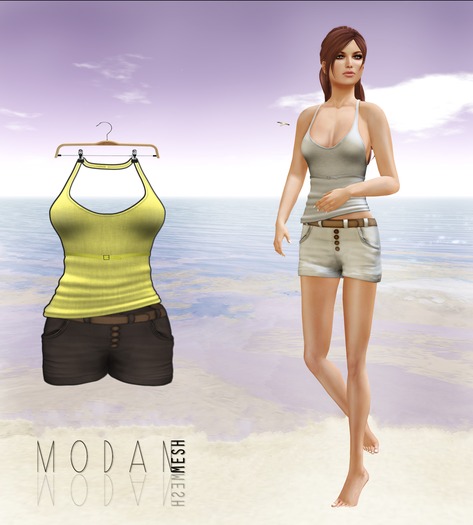 ::M.O.D.A.N.M.E.S.H.::Yellow Top & Mocha Short