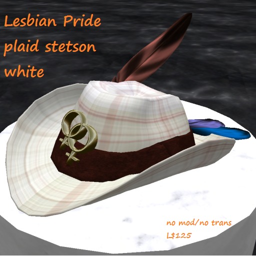 lesbian white plaid feathered stetson box