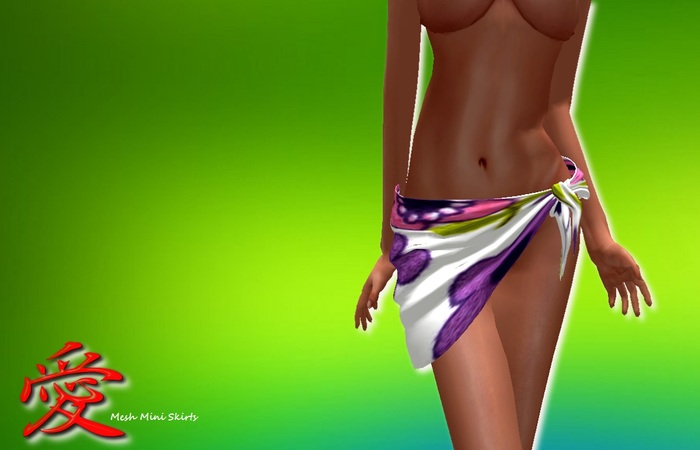 ^^Mesh Mini Skirt Flowers^^