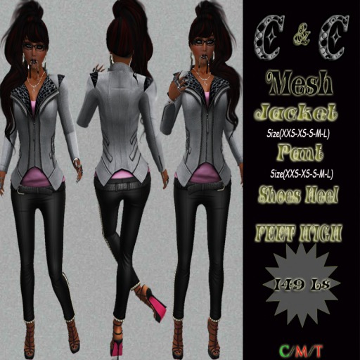 *clothes MESH woman Jacket Pant Shoes Heel FEET HIGH (White/Black)* DEMO