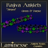 * * OUTLET PRICE * * RAJIVA "Striped" Green Purple Anklets