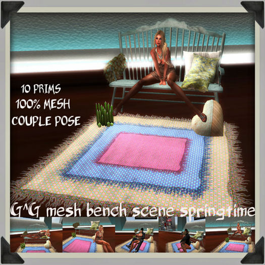 G^G mesh bench scene springtime