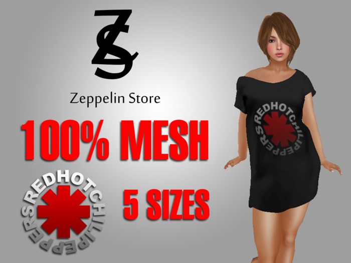 - Red Hot - Mesh Off Shoulder Long T-shirt - Zeppelin Store