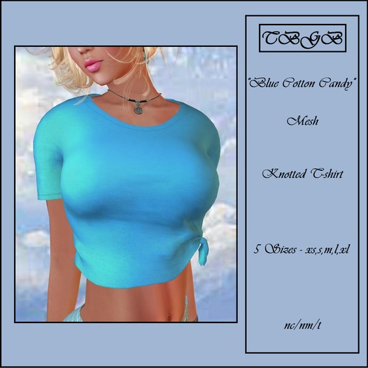 !!! TBGB - "Blue Cotton Candy" Knotted T-Shirt by Sej